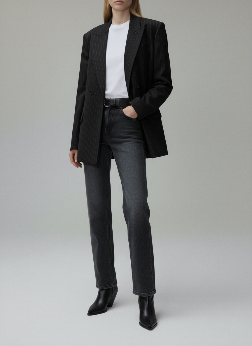 Blazer Veste Noir Rayée