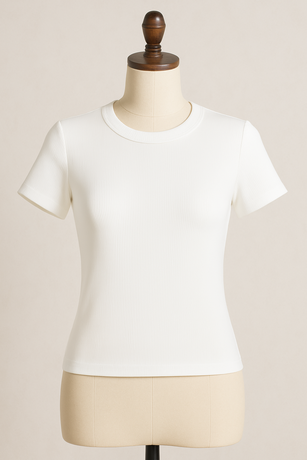 Top basique à manches courtes unicolore BLANC