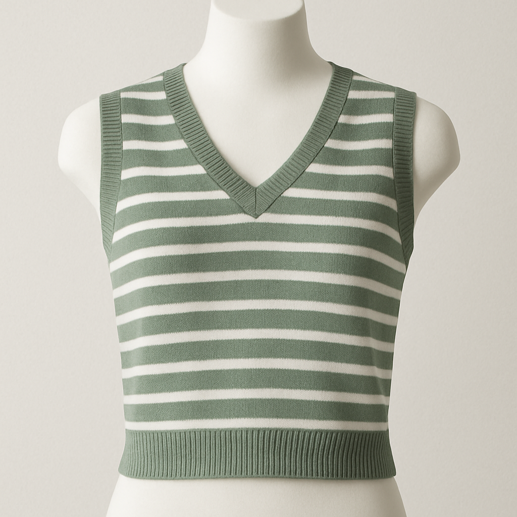 Gilet rayé vert et blanc