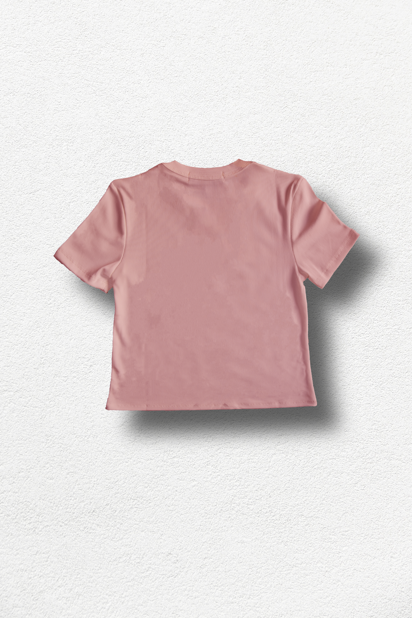 Top basique à manches courtes unicolore court ROSE