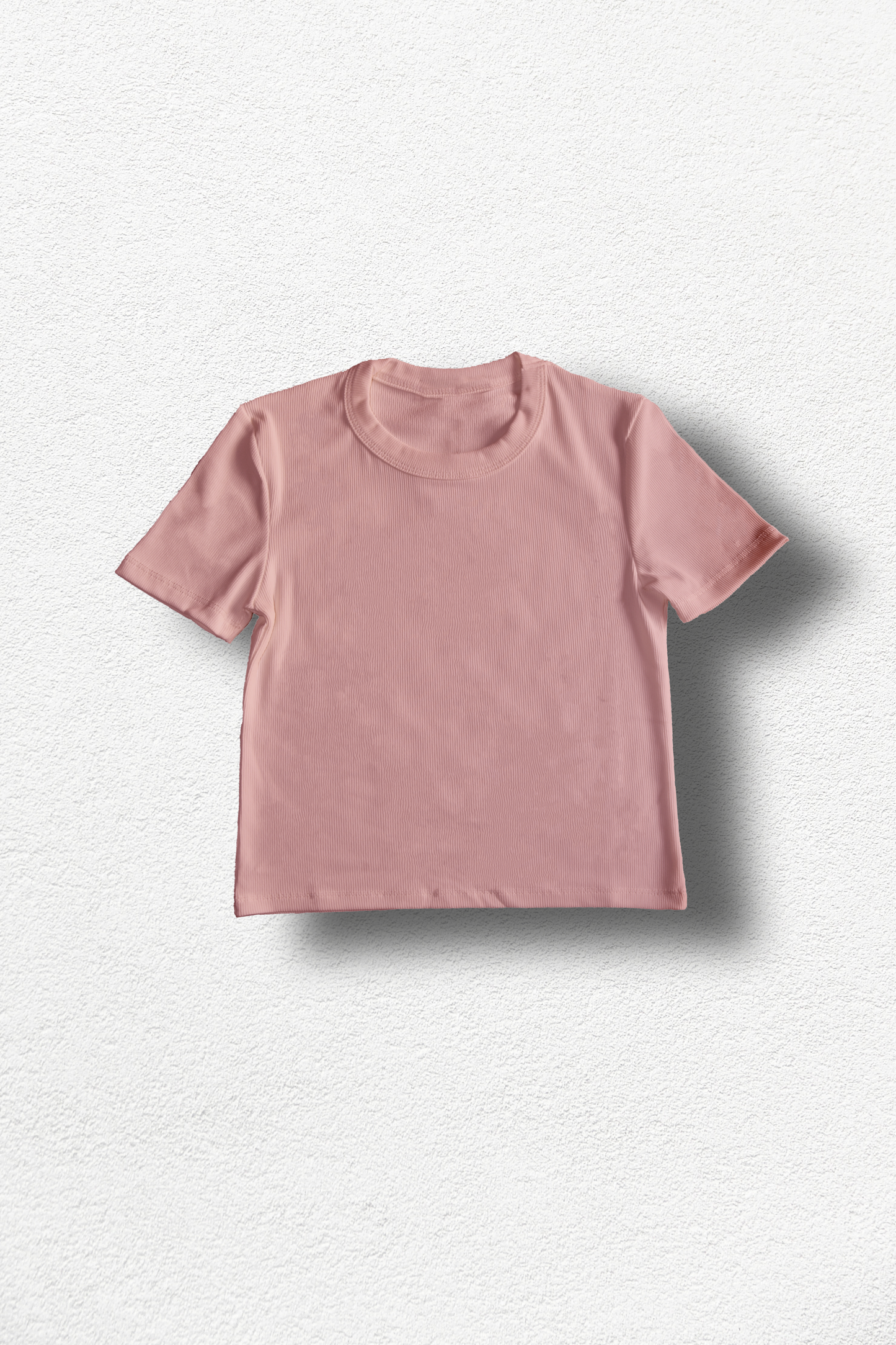 Top basique à manches courtes unicolore court ROSE