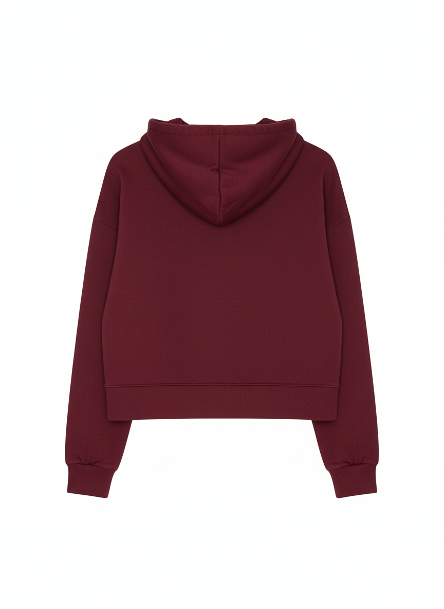 Hoodie courte Zippé Bordeaux Manches Tombantes
