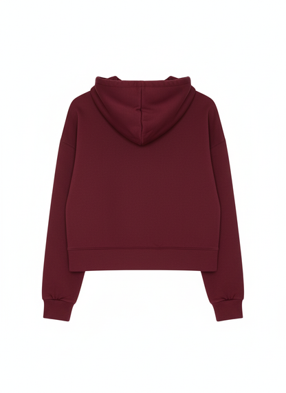 Hoodie courte Zippé Bordeaux Manches Tombantes
