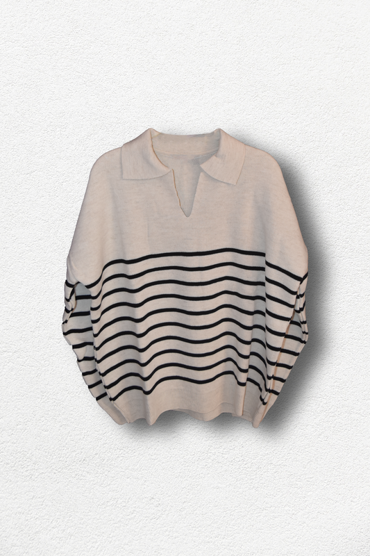 Pull Beige À Rayures