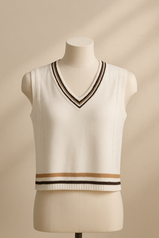 Gilet blanc rayé