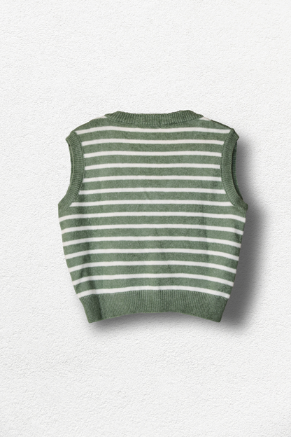 Gilet rayé vert et blanc