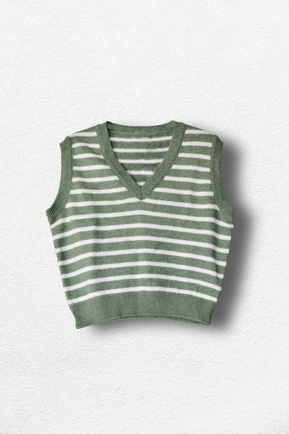 Gilet rayé vert et blanc