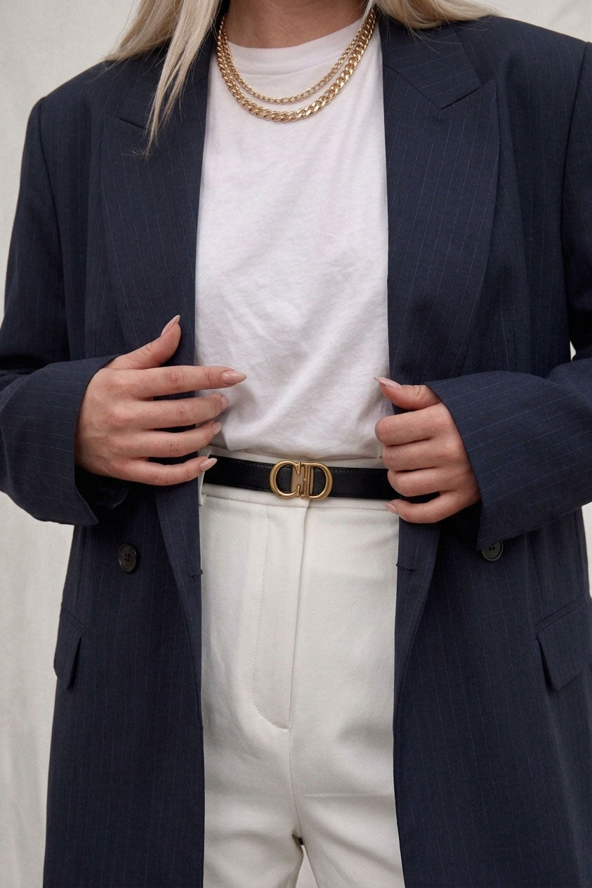 Blazer Veste Bleu foncé Rayée