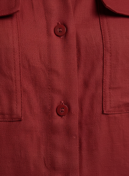 Chemise courte Rouge Foncé