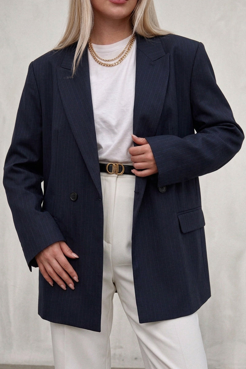 Blazer Veste Bleu foncé Rayée