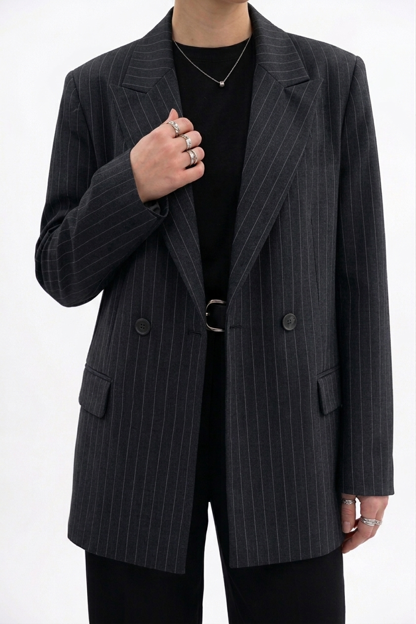 Blazer Veste Noire Rayée