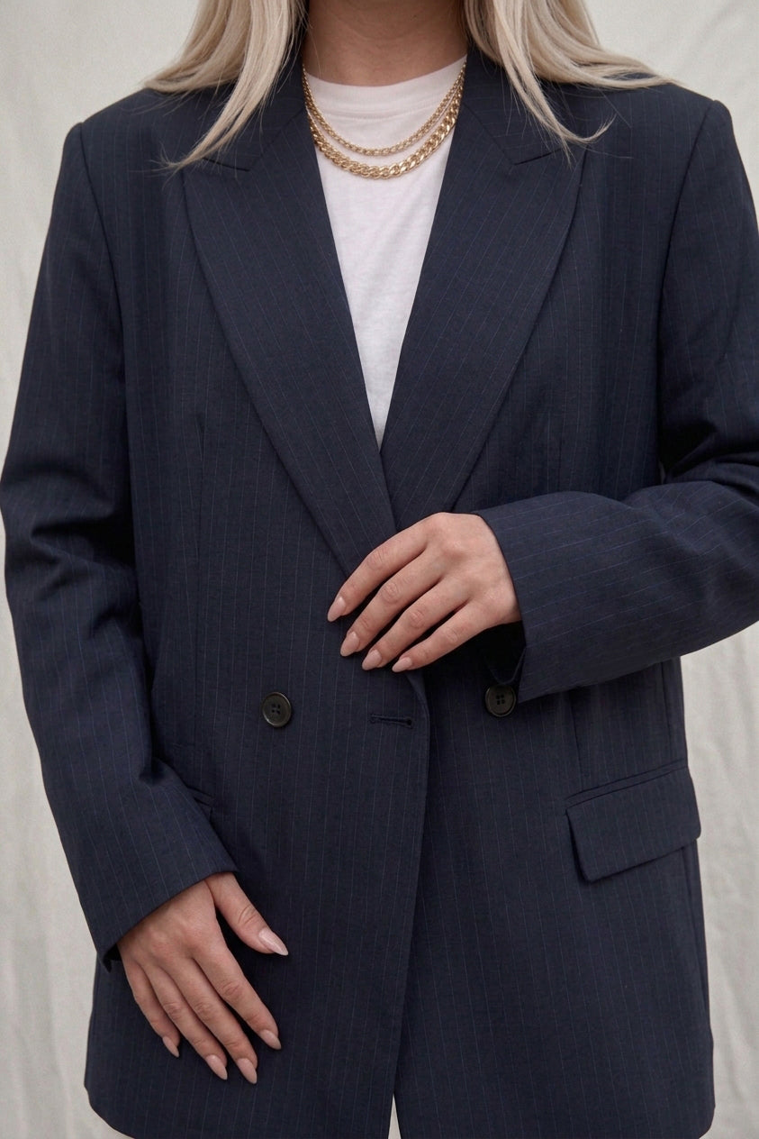 Blazer Veste Bleu foncé Rayée