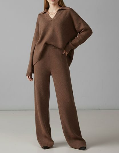 Ensemble en laine 2 pièces Marron Clair