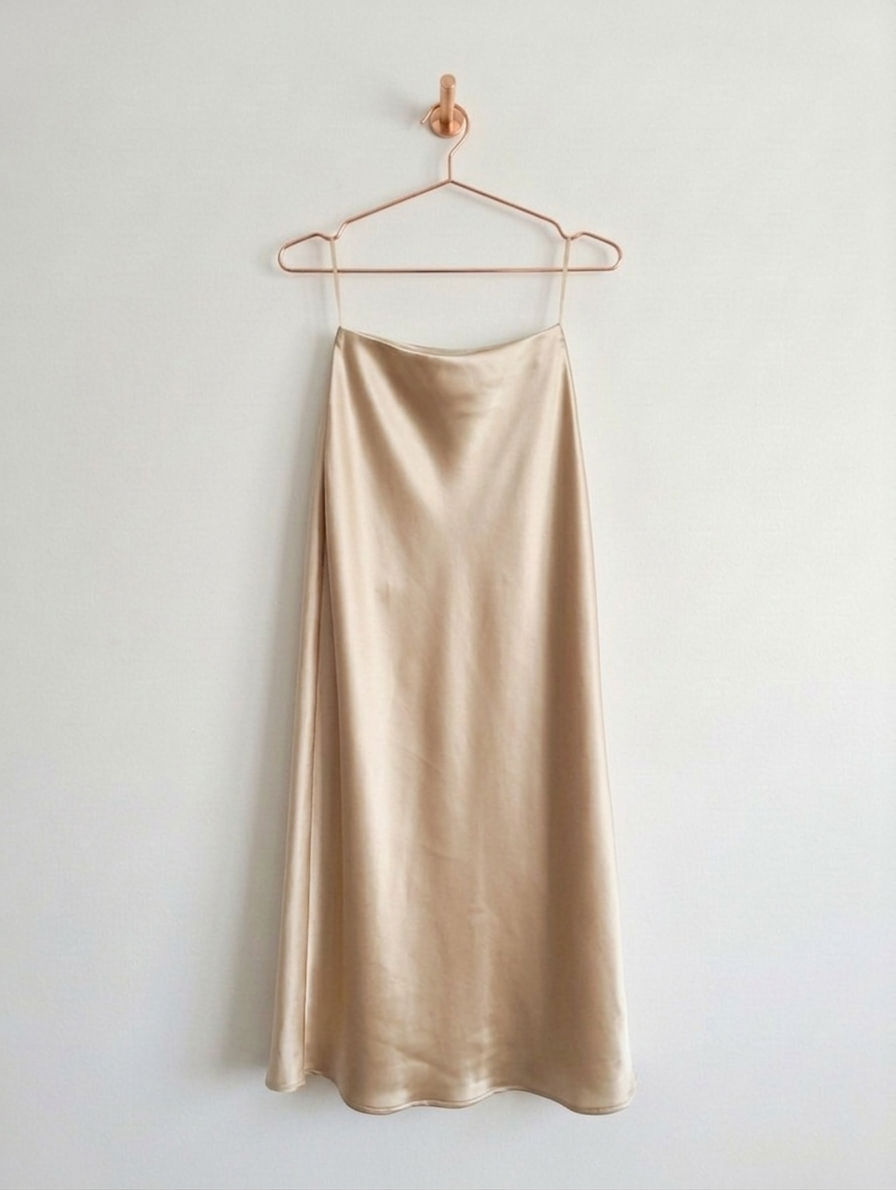 Jupe Longue Satin Bleu