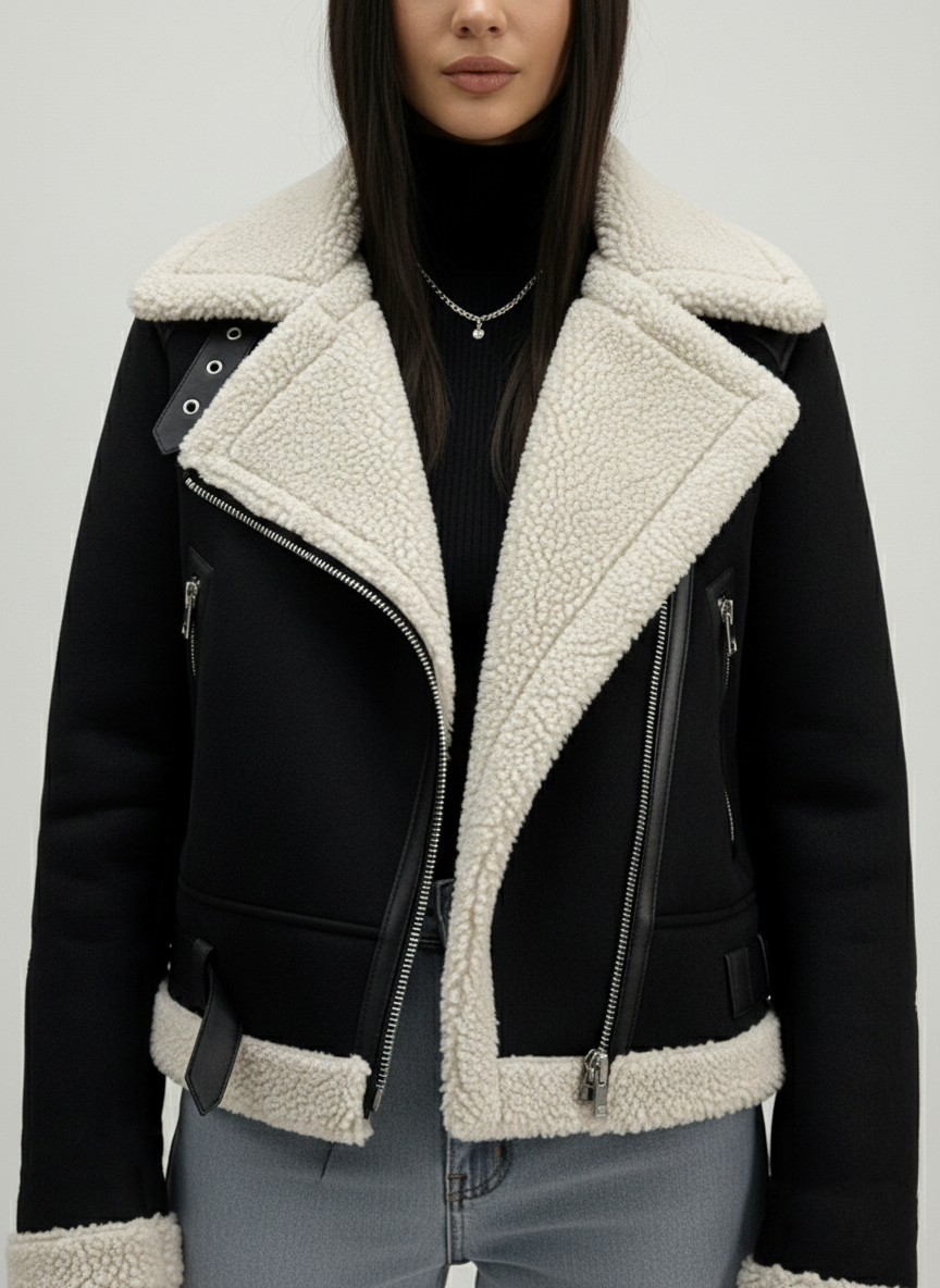 Veste Biker Courte suédine Mouton