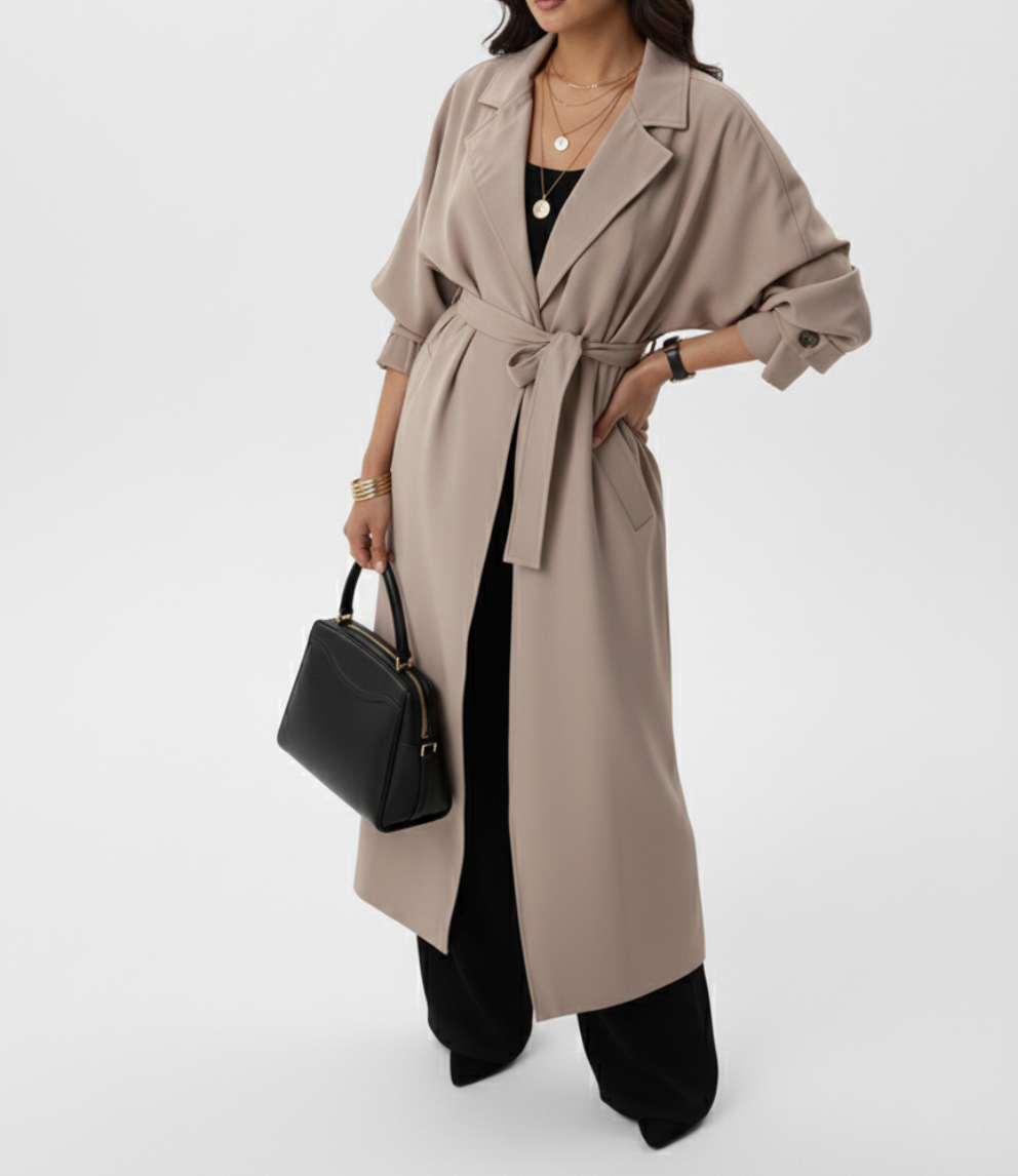 manteau trench beige manches tombantes