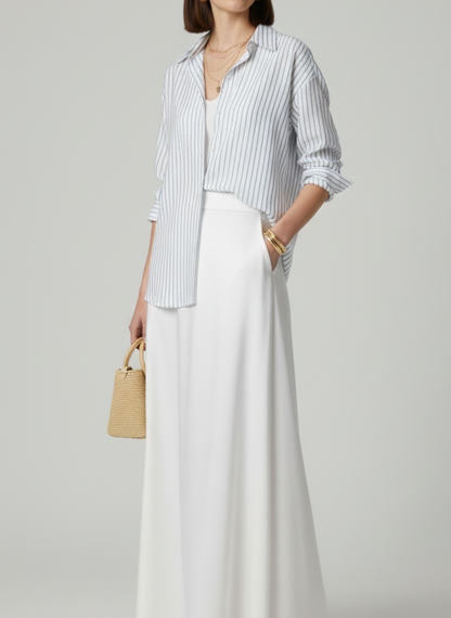 Chemise blanche rayée en bleu