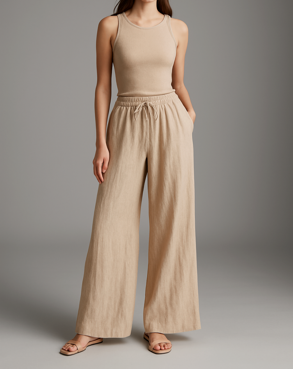 Pantalons Beige en Lin
