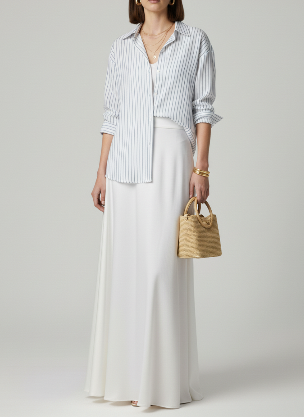 Chemise blanche rayée en bleu