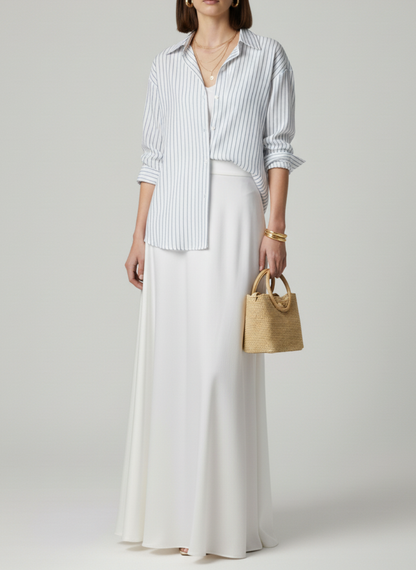 Chemise blanche rayée en bleu