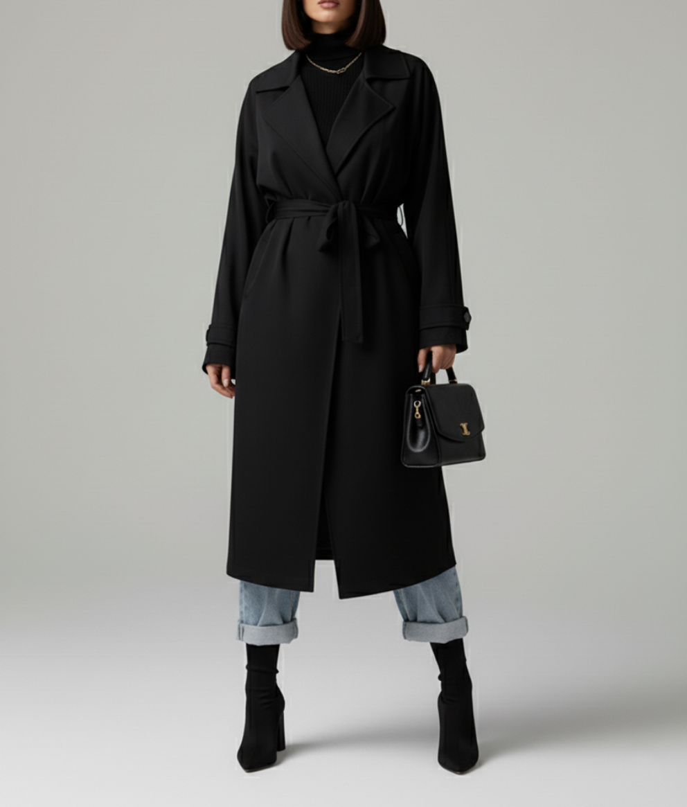 Manteau Trench Noir Manches tombantes