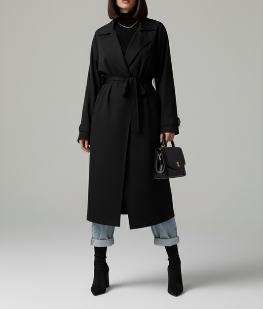 Manteau Trench Noir Manches tombantes