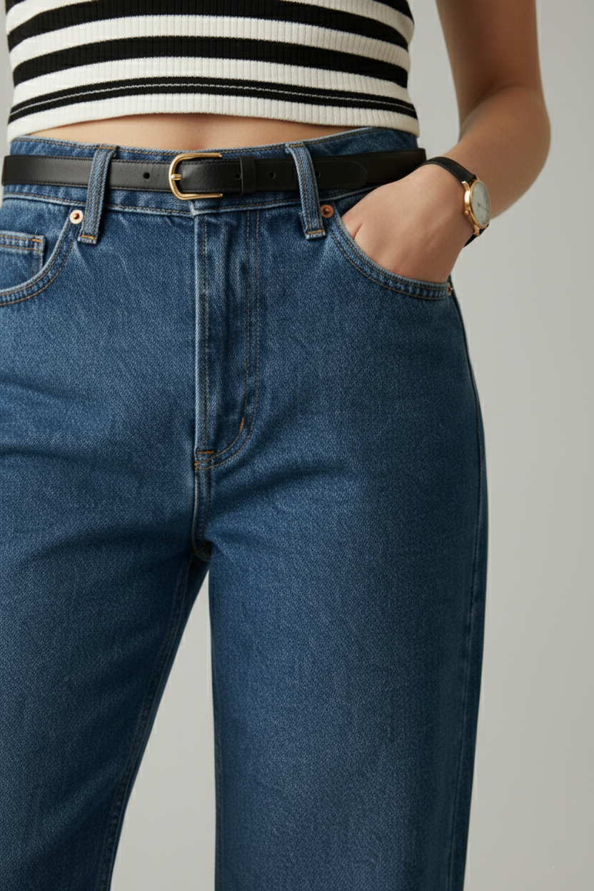 Jean droit - Denim bleu