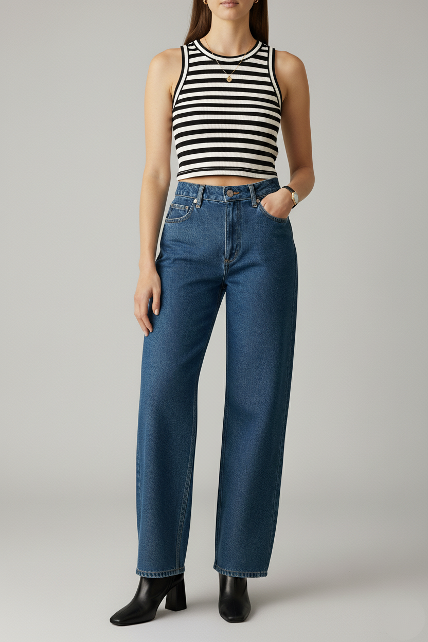 Jean droit - Denim bleu