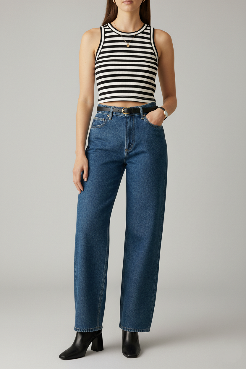 Jean droit - Denim bleu