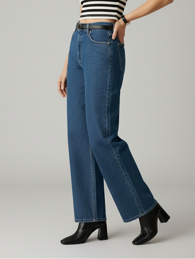 Jean droit - Denim bleu