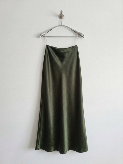 Jupe Longue Satin Bleu