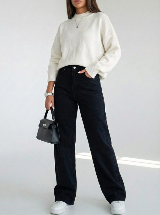 Pull Ivoire Laine douce Manches tombantes