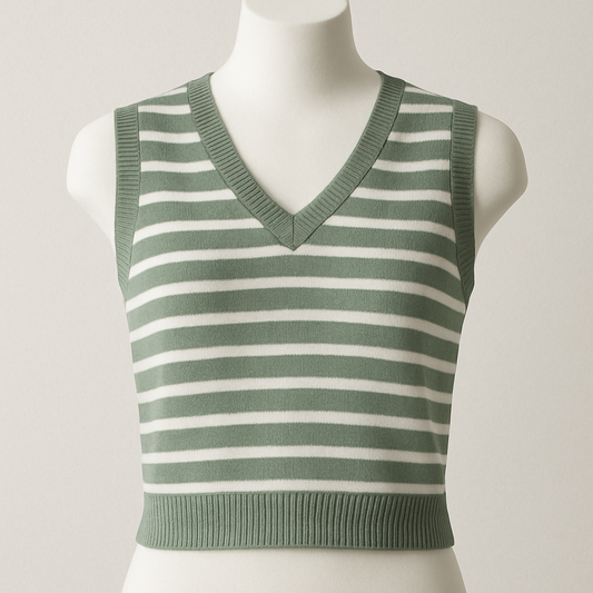 Gilet rayé vert et blanc