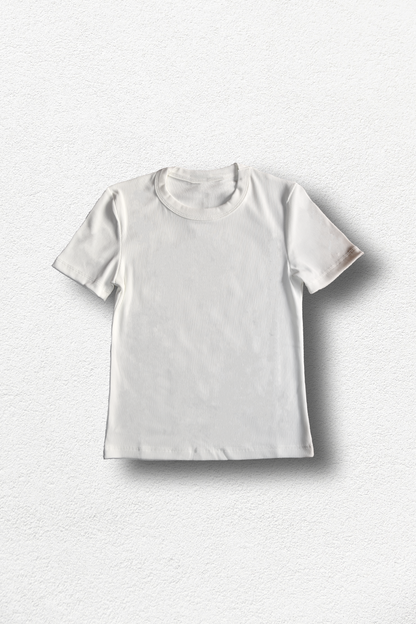 Top basique à manches courtes unicolore BLANC