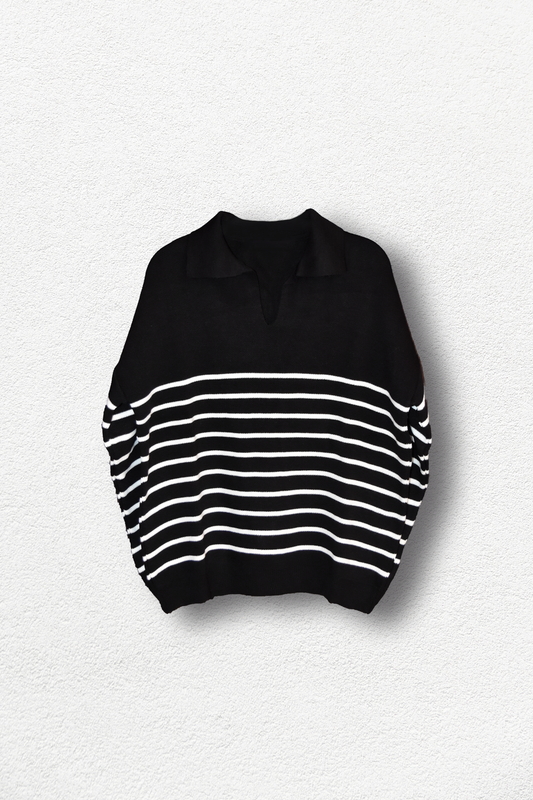 Pull Noir À Rayures