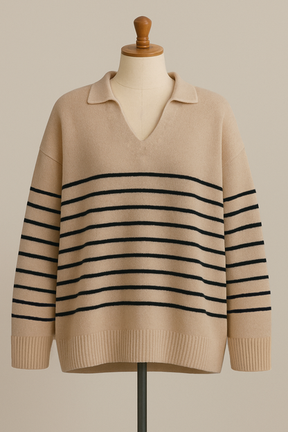 Pull Beige À Rayures