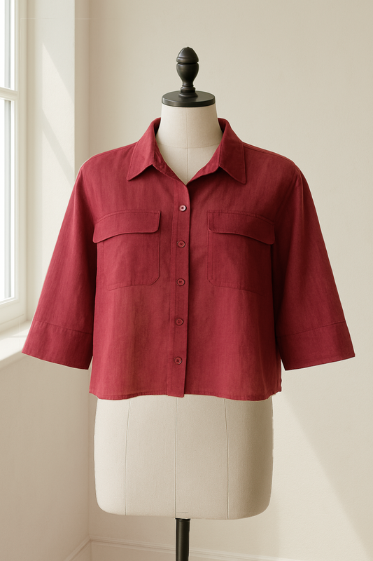 Chemise courte Rouge Foncé