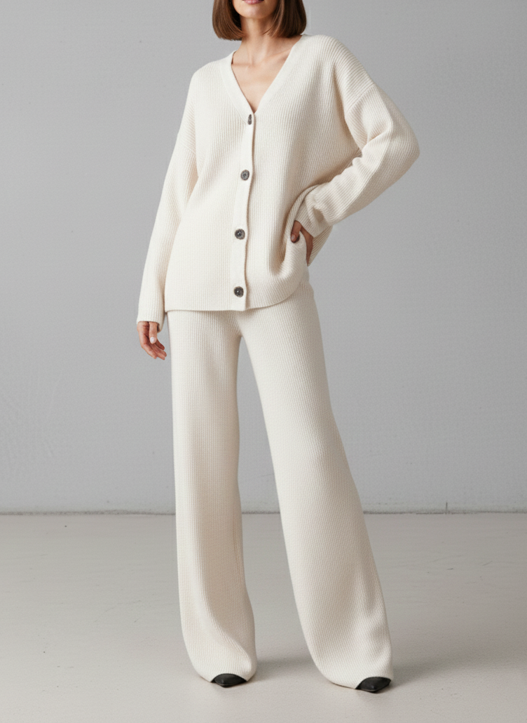 Ensemble 2 pièces Ivoire Cardigan et Pantalon