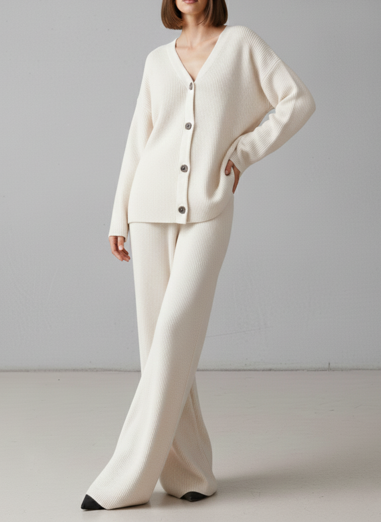 Ensemble 2 pièces Ivoire Cardigan et Pantalon