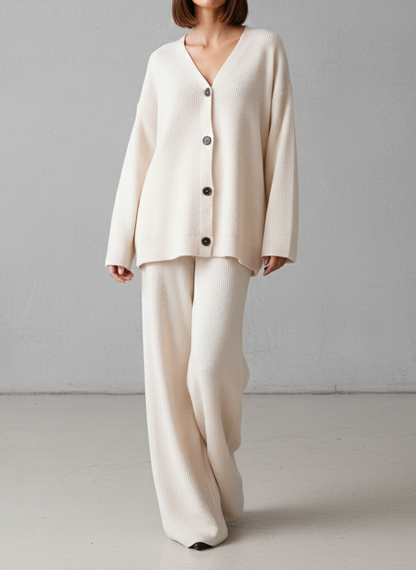 Ensemble 2 pièces Ivoire Cardigan et Pantalon