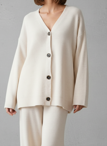 Ensemble 2 pièces Ivoire Cardigan et Pantalon