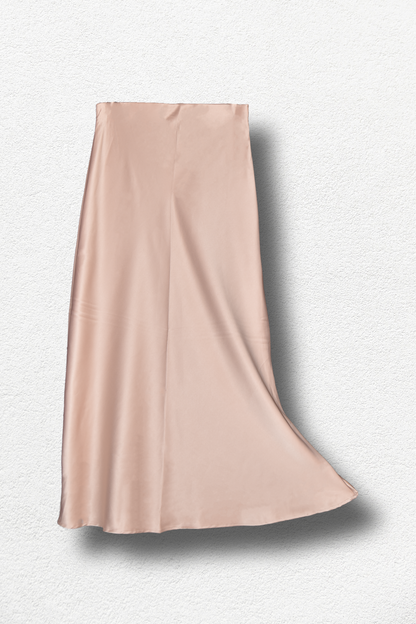 Jupe Longue Satin Rose Nude