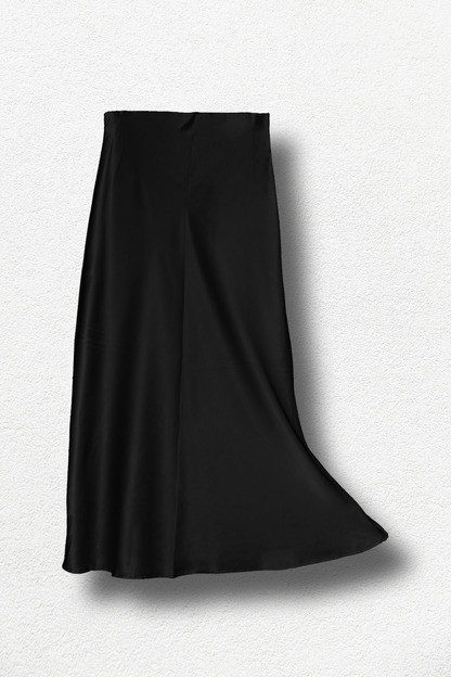 Jupe Longue Satin Noir